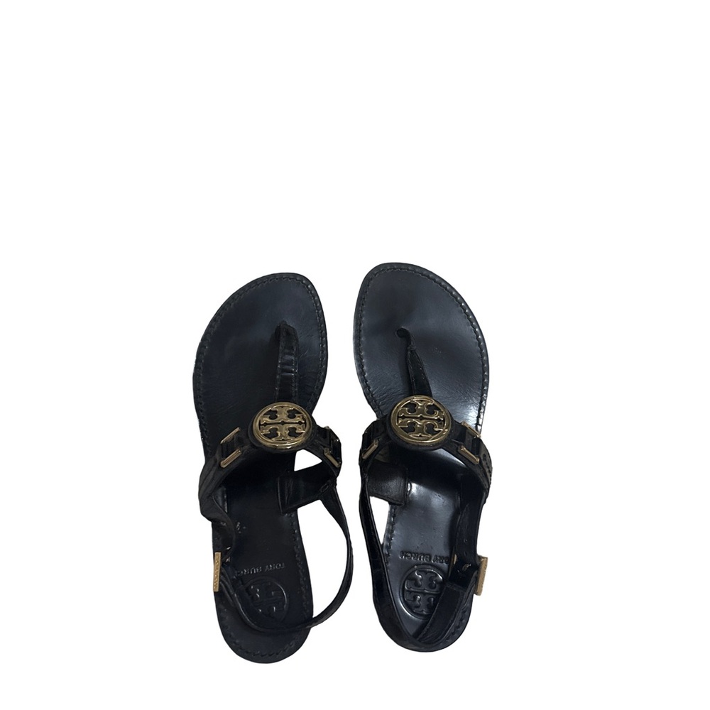 Tory Burch Black Miller Logo Thong Sandals Size 7.5